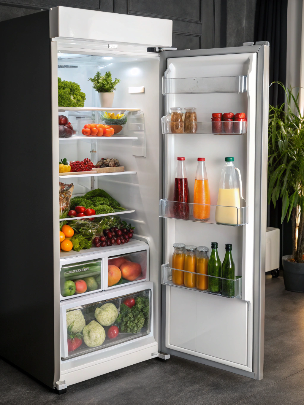 LSK French-door refrigerator interior lighting and multi-zone cooling compartments
