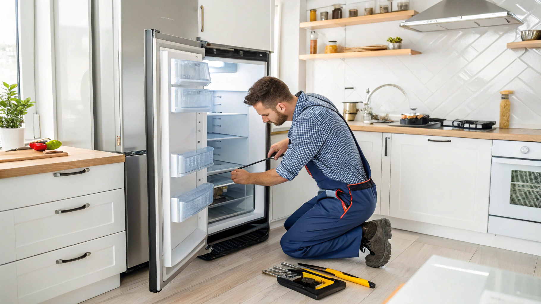 LSK Company technicians inspecting appliance components in testing facility